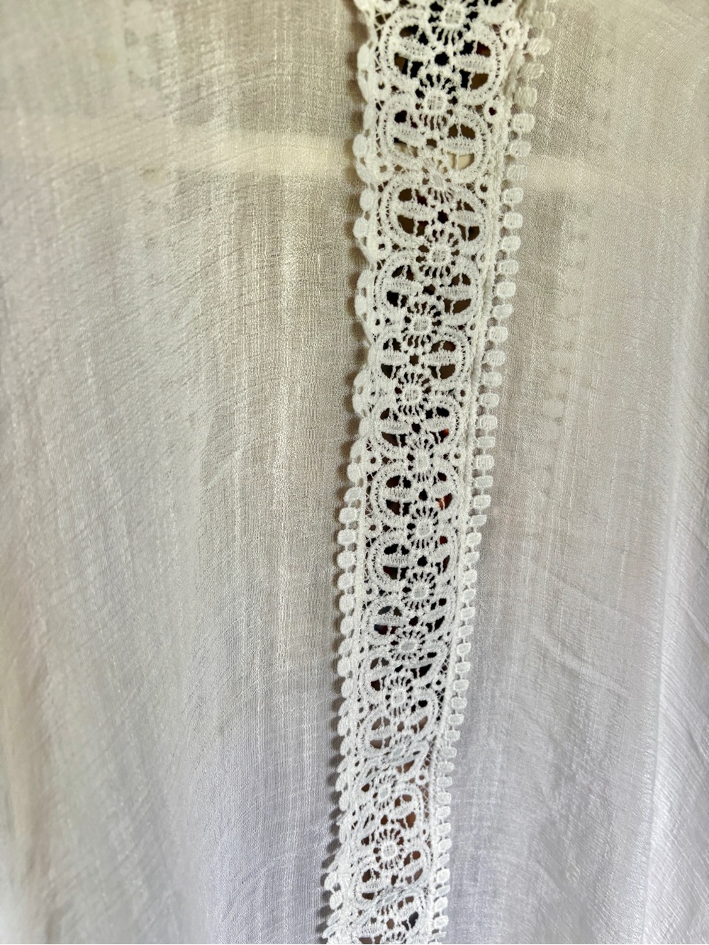 steve madden white crochet trim kimono cover up osfm beach boho resort fairycore - Picture 4 of 5